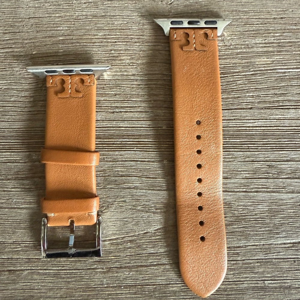 Tory Burch Tan Leather Apple Watch Strap